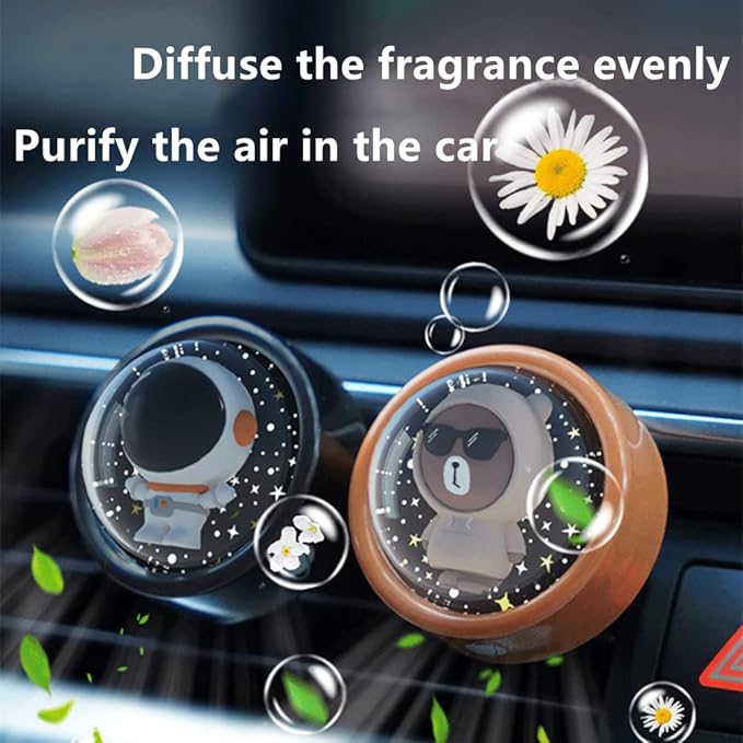 DAYUJIAN Cartoon Car Air Fresheners Astronaut Automotive Air Outlet Cute Car Diffuser Creative Glowable Car Perfume Decoration Aromatherapy Ornament Car Vent Accessories