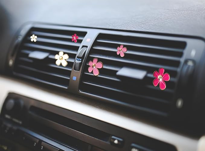 OBTANIM 6 PCS Car Air Vent Clips Colorful Daisy Flower Car Air Freshener Clip Air Conditioning Outlet Clip for Car Interior Decoration Accessories (Pink, Purple, Red, 2 Size)