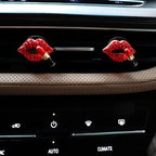 4pcs Red Car Vent Clips Air Freshener Dazzling Lips Lipstick Girly Car Decor Accessories for Women Bling Car Interior Decorations Refillable Diffuser