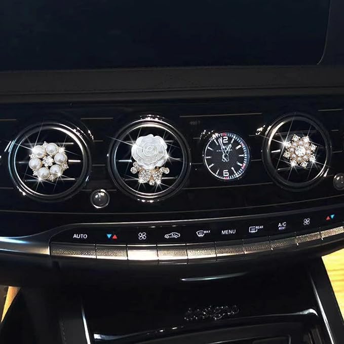 Bling Daisy 3-Pc Air Vent Clips: Flower Car Air Fresheners, Diamond Car Decor