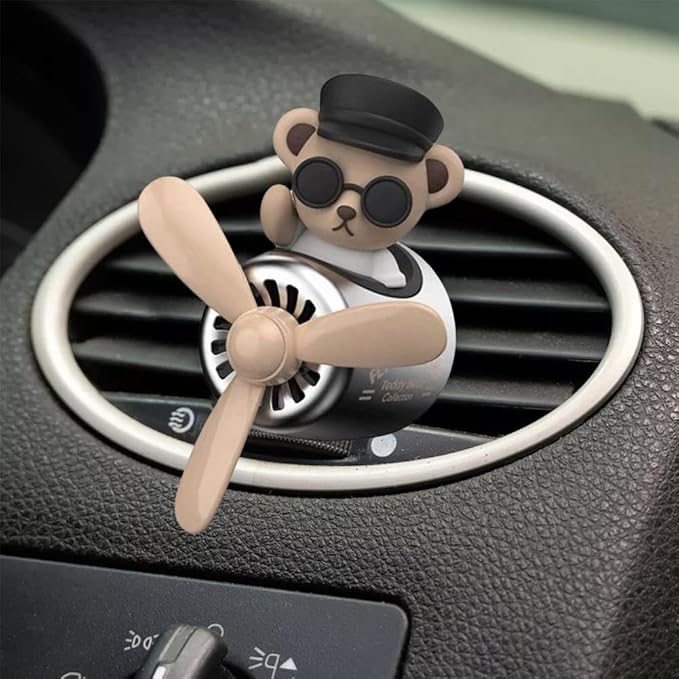 Cartoon Animal Pilot Car Air Freshener, Cute Automotive Air Outlet Creative Car Perfume Diffuser, Pilot Bear Car Air Freshener for Car (Husky Black)
