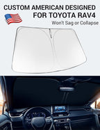 Proadsy Front Windshield Sun Shade Foldable RAV4 Sunshade Protector Custom Fit 2019-2025 2026 RAV-4 SUV Crossover, TRD Off-Road, LE XLE Premium Limited XSE Hybrid Adventure Prime Accessories