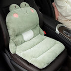 Cute Car Seat Cushion, Cartoon Plush Car Pillow for Driving Seat, Lumbar Support Pillow for Car with Anti-Slip Design, All-Season Car Headrest and Back Pillow for Cars, Chair, Wheelchair (Frog)