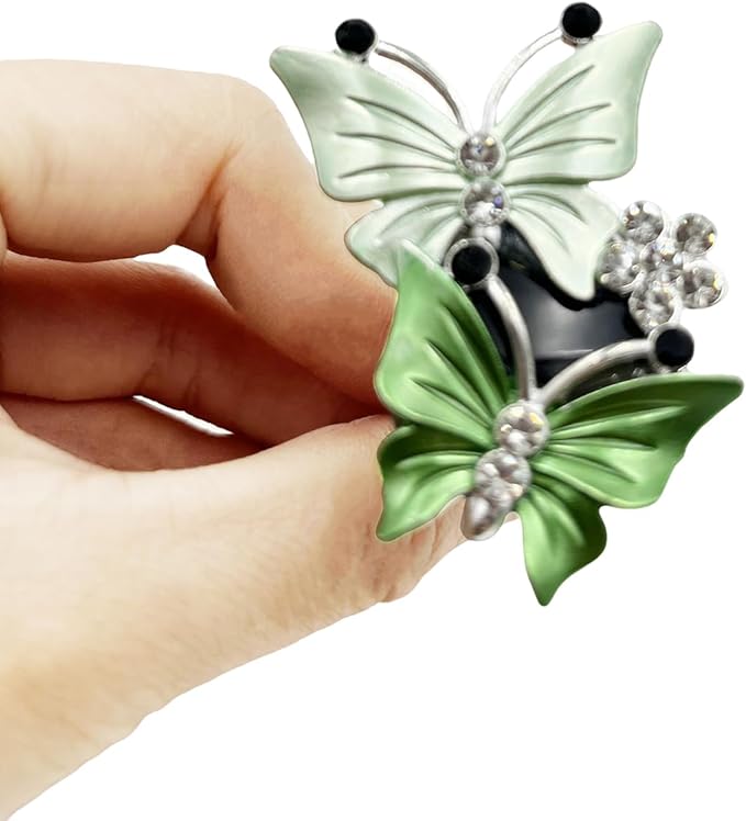 4 Pack Butterfly Car Air Fresheners Vent Clips Cute Air Conditioning Clips Decoration Rhinestone Vent Diffuser Clips Decor (Green)