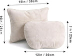 2PCS Car Pillow for Car Neck Pillow for Driving Seat Neck Support Soft Cushion Back Support Head-Rests for Vehicle Sleeping with Elastic Adjustment Strap (Beige, Head and Lumbar)