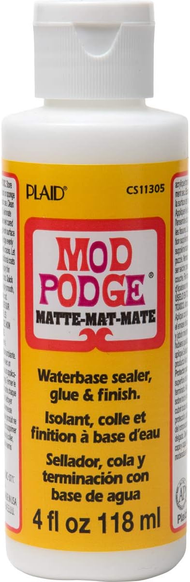 MOD PODGE Matte Sealer, Glue & Finish: All-in-One Craft Solution- Quick Dry, Easy Clean, for Wood, Paper, Fabric & More. Non-Toxic - Craft with Confidence, Made in USA, 4 oz., Pack of 1