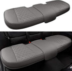 Black Panther Luxury PU Leather Rear Car Seat Cover Adjustable Length (49-55'') Back Bench Seat Protector Fits 90% Standard Two-seat Rear Row, for Seat Bottom Only, Triangle Quilted Design, Gray