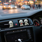 Set of 3 Halloween Skull Decor Cute Car Air Freshener Vent Clips, Resin Skeleton Holding Rose Car Diffuser Romantic Dashboard Decorations Auto Interior Accessories for Men Women