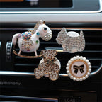 4 pcs Cute Car Vent Clips Car Air Fresheners Vents Clips Glistering Crystals Air Freshener Clip Charm Car Inter Decor Cute Accessories for Women Girls (Pearl bow air outlet)