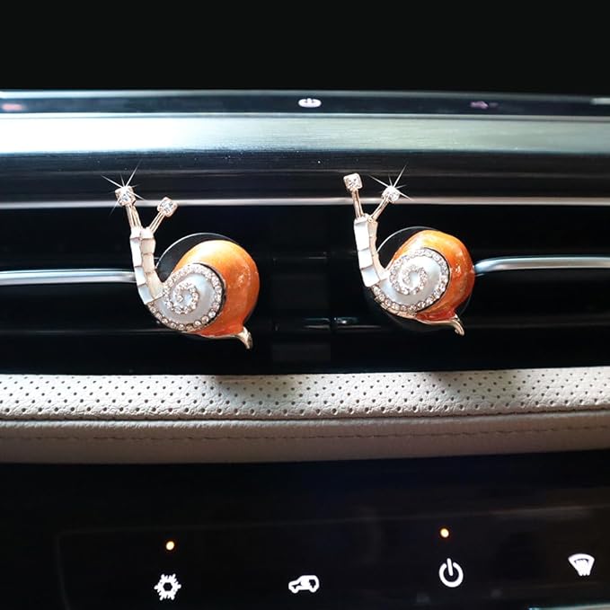 Snail Car Decor,2pcs Orange Snail Car Air Freshener Vent Clips,Cute Interior Accessories for Women Teens New Driver,Refillable Aesthetic Diffuser