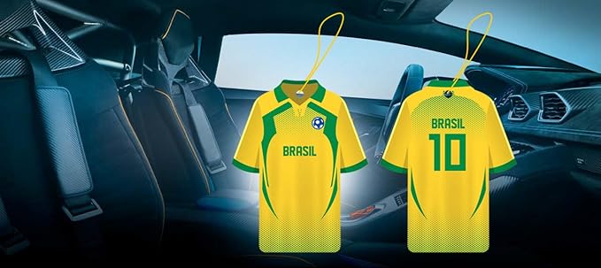 Car Air Freshener Assorted 12 Pack Fan Team Jersey USA|MEXICO|COLOMBIA|BRAZIL ARGENTINA|VENEZUELA Long- Lasting (Team Brazil, Mix 3 Bubble Gum, 3 New Car,3 Vanilla Black,3 Crystal Black)
