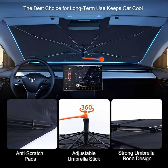 CHILL�TEK Car Windshield Sun Shade Umbrella, Fashion Tie Dye Foldable Umbrella Sunshade for Front Window UV Reflector Protection Auto Shades Cover red 1,57x31 In