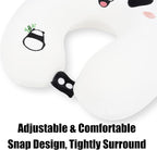 Sexysamba Cartoon Headrest & Neck Pillow for Kids Boys & Girls, Teens, Travel Accessories for Airplane, Car, Recline, Memory Foam Cute Travel Pillow with Sleep Eye Mask - Panda
