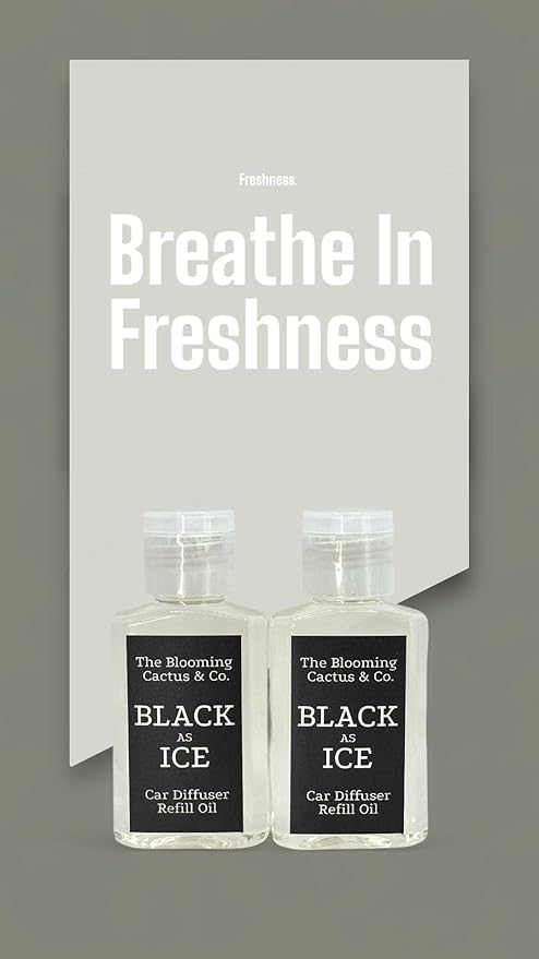 1 OZ Premium Car Diffuser Refill Oil – 2 Pack Long Lasting Fragrance Oil for Car, Home & Office | Compatible with Most Diffusers | Fresh, Pleasant Scent for Every Space (Black Ice x 2)