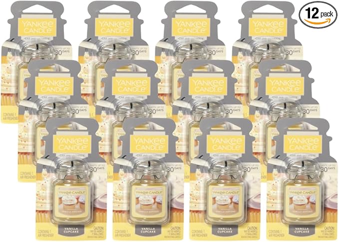 Yankee Candle Car Jar Ultimate, Vanilla Cupcake, 0.96 OZ (Pack of 12)