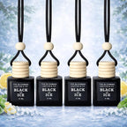 4 Pack Air fresheners | Premium Car Diffuser – Handmade in USA | Phthalate-Free, Non-Toxic Fragrance | Stylish Air Freshener for Car & Small Spaces. (10 ml All Black - Black Ice (Type) set of 4)