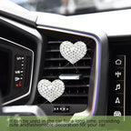 2PCS Bling Heart Air Vent Clips, Heart Car Accessories, Bling Heart Charm Air Conditioning Outlet Clip, Car Interior Decor Air Fresheners Vent Clips Universal Fit for Women and Girls (White)