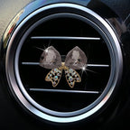 4 Pcs Bling Diamond Crystal Bow Vent Clips Car Interior Air Fresheners Automotive Rhinestone Decoration Adapt for Women and Girl (Black)