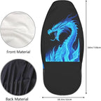 Delerain Car Seat Covers Set 2Pcs, Fire Blue Dragon Universal Front Car Seats Vehicle Enterior Protector Suitable Fits Most Car Auto SUV Sedan Truck