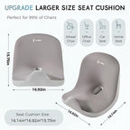 Car Seat Cushion and Lumbar Support Pillow, Larger Memory Foam Seat Cushion, Ergonomic L-Shaped Design Cushion for Back Pain Relief, Non-Slip Driving Cushion for Car, Office, Truck, Wheelchair-Gray