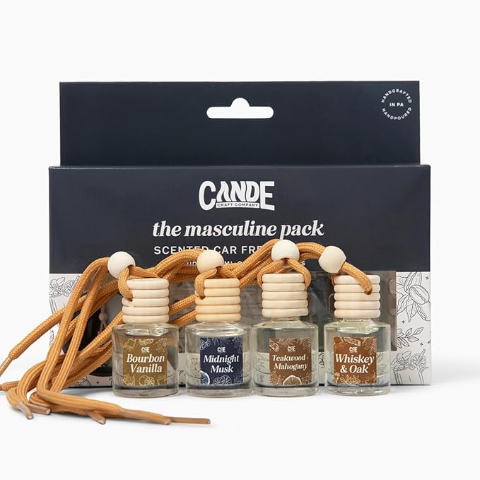 CE Craft Hanging Car Air Freshener – Fragrance Oil Diffuser with Essential Oils – Long-Lasting Aromatherapy Scents for Automobiles – 4 Pack, Designer
