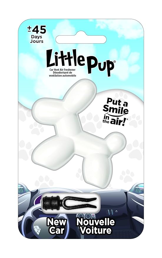 Little Pup 96601 New Car Scent Car Air Freshener Clip Provides Long-Lasting Freshness in a Compact Design, Fights Odors for up to 45 Days, Cute Car Odor Eliminator, Non-Toxic, Pack of 1