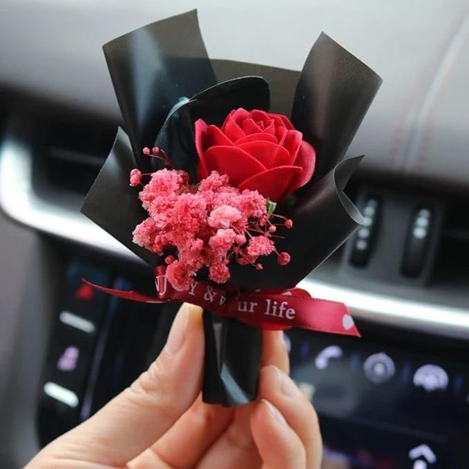 Red Mini Dried Flowers Bouquet for Car Air Vent Clips, Car Air Outlet Perfume Decoration, Air Fresheners Interior Decoration Automotive Air Fresheners Interior Accessories
