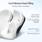 ZIKEE Leather Car Seat Cushion for Driving Relieves Tailbone & Thigh Pain, Ergonomic Dual Memory Foam Seat Cushion for Car, Raised Back for Wider Vision, Rub-Resistant & Easy-to-Clean Cover, Non-Slip
