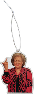 Betty White Giving Middle Finger Funny Christmas Ornament Air Freshener Gift for Car Decor Eucalyptus Scented
