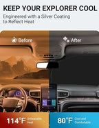 Proadsy 2026 Upgrade Windshield Sun Shade Custom Fit Ford Explorer 2020-2025 2026 4-Layer Foldable Front Sunshade Protector Sun Visor Blocks UV Rays Keep Car Cooler