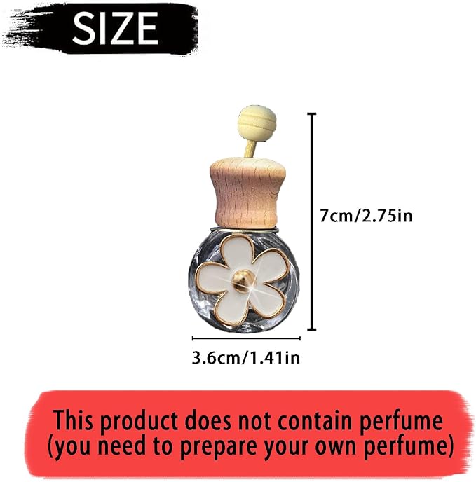 Daisy Bottle Car Air Freshener Clips, 2 Pcs Cute Daisy Car Air Vent Clip, Coquette Auto Air Conditioning Outlet Diffuser Perfume Clips, Interior Decoration (White, one size)