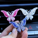 Bling Crystal Car Fragrance Butterfly Car Diffuser Air Freshener with Vent Clip (Pink)