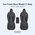 Front Seat Covers for 2025–2026 Tesla Model Y Juniper, Nappa Leather Custom Fit Front Row 2-Piece Set, Airbag Compatible Car Interior Seat Cushion Covers, Black, 2-Pack
