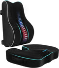 CloudBliss Ergonomic Lumbar Support Pillow Seat Cuhsion - Memory Foam for Lower Back Pain Relief, Adjustable Straps & Mesh Cover for Office, Gaming, Car Seat (Black)