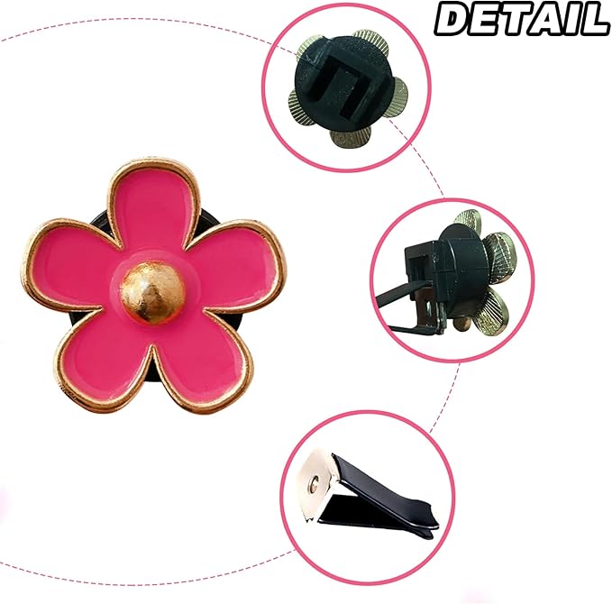 6 Pcs Metal Daisy Air Vent Clips Flower Car Air Freshener Clip Air Conditioning Outlet Clip Bling Charm Car Inter Decor Accessories for Girls Women