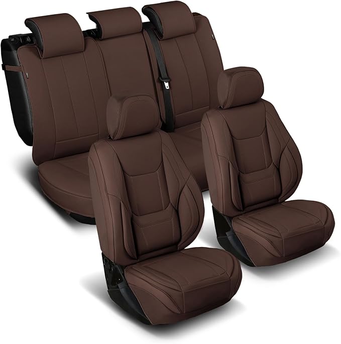 Coverland Custom Fit Car Seat Covers for Car Compatible with [BMW i4, Lexu s is, LS, 320TE, S-Class, Legacy] Premium Waterproof Non-Slip Interior Seat Protector [Full Set Dark Brown- Size Chart X56]