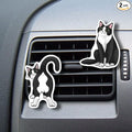 WIRESTER Set of 2 Fresh Scented Car Air Freshener Vent Clip, Decorative Accessories, Interior Decoration for Cars - Playful Tuxedo Cat (S1) & Playful Tuxedo Cat (S4)