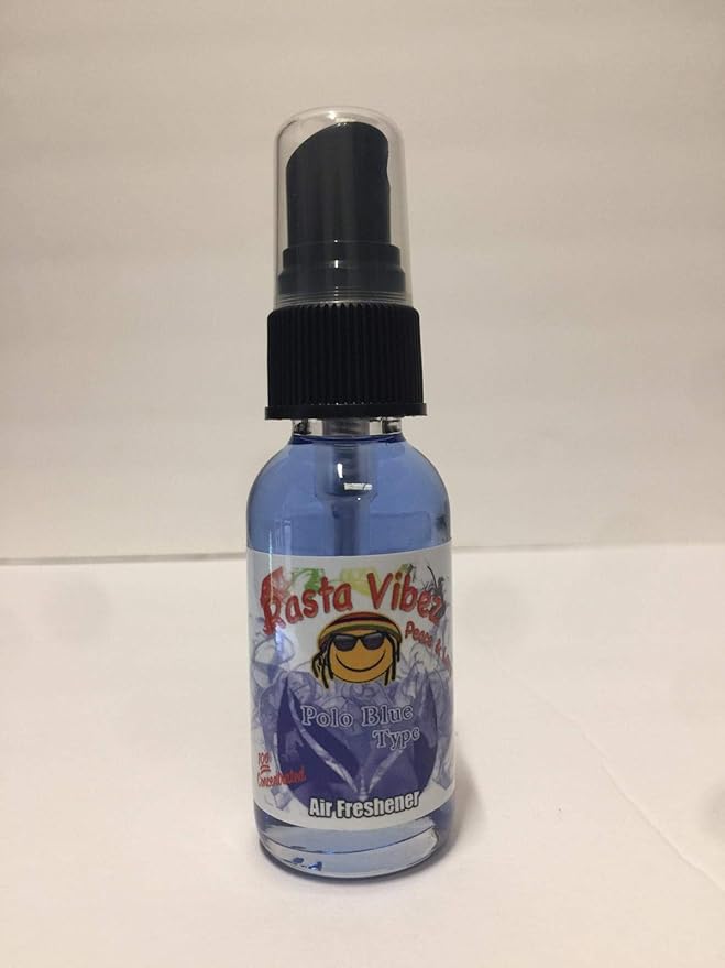 Rasta Vibez Polo Blue Type Air Freshener - 100% Ultra Concentrated Oil Based Spray - Ideal for Bathroom, Home, Car, Office & More - Long Lasting Effects - 1oz Bottle