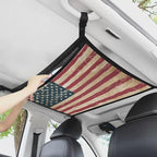 Car Roof Storage Bag American Flag Pattern Car Seat Storage Hanging Bag All Car Storage Organizers Car Travel Accessories Compatible with Most Cars
