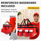 CIVJET Insulated Food Delivery Bag with 4 Cup Holders and Bottom Support, XXX-Large Insulated Grocery Bags Keep Food Hot/Cold, Cooler Bags with Drink Carrier, Food Carrier Catering Bag for Events, Red