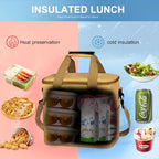 Iknoe Large Cooler Bag Collapsible 24 Can Insulated Bags Leakproof Lunch Cooler Tote with Multi-Pockets for Adult Insulated Thermal Bag for Beach, Picnic, Office Work(Khaki)