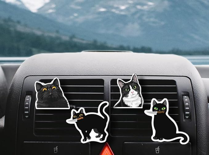 WIRESTER Set of 4 Fresh Scented Car Air Freshener Vent Clip, Decorative Accessories, Interior Decoration for Cars - Dogs, Cats, Animal