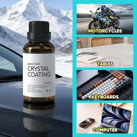 Crystal Coating for Car Plastic Parts - Plastic Trim Restorer to Restore Faded Surfaces - Long Lasting Shine, Easy Wipe-On for Dashboard, Door Panels & Exterior Trim (1)