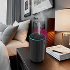 Waterless Essential Oil Diffuser, 7 Colors LED Light, Battery Powered Mini Scent Air Machine, Aromatherapy Mist Diffuser for Home Room Car Office，Black Aluminum Alloy