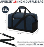 Small Gym Bag 18 inch Carry On Duffel Bag for Weekender Travel - Navy Blue