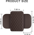 Mandark Car Center Console Cover, Microfiber Leather Vehicle Armrest Protector Cushion with 2 Storage Bags, Auto Interior Arm Rest Seat Box Pad Accessories, Universal for SUV, Sedan, Truck (Coffee)