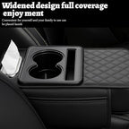 Car Center Console Cover, Memory Foam Nappa Leather Vehicle Armrest Cushion with Tissue Box, 2 Storage Bag & Holder, Automotive Arm Rest Protector Accessories, Universal Fit (Black)