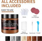 Leather Recoloring Balm and Scratch Repair Kit, Light Brown Leather Restorer for Couches, Furniture, Car Seats, Leather Paint & Stain for Sofa, Chairs, Bags, and More