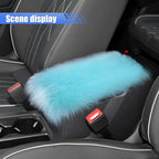 Auto Center Console Cover Pad, 11.81"x 7.87" Warm & Furry Winter Car Armrest Cover, Soft Faux Sheepskin Wool Car Armrest Seat Box Protector Cushion, Universal Interior Accessory (Blue)