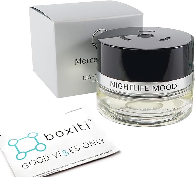 Boxiti Set – Nightlife Mood for Mercedes Benz Air Freshener System, Genuine Perfume for Mercedes, Interior Cabin Fragrance for Mercedes Cars Equipped with Air Balance Package (P21) and Boxiti Wipe